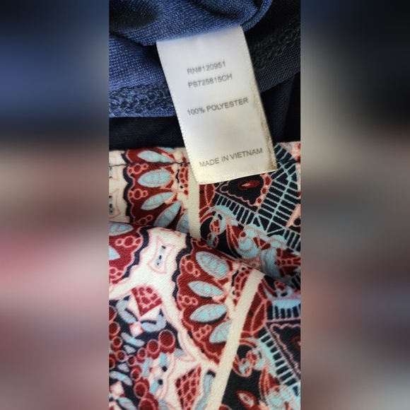 Charming Charlie Sleeveless Navy Print Boho Tassle-Tie Dress Women's XL - Picture 7 of 9